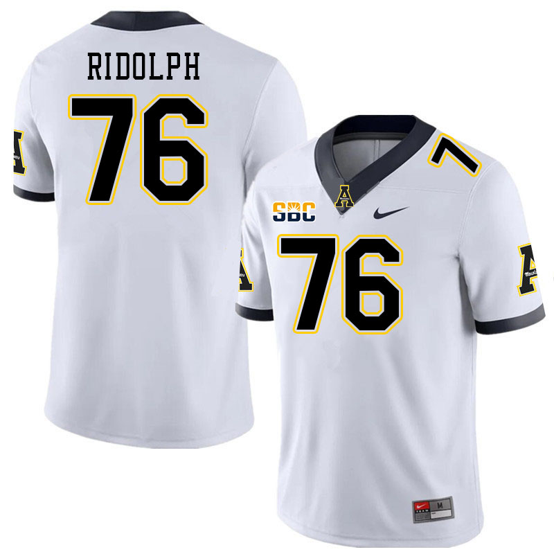 Men #76 Logan Ridolph Appalachian State Mountaineers College Football Jerseys Stitched Sale-White